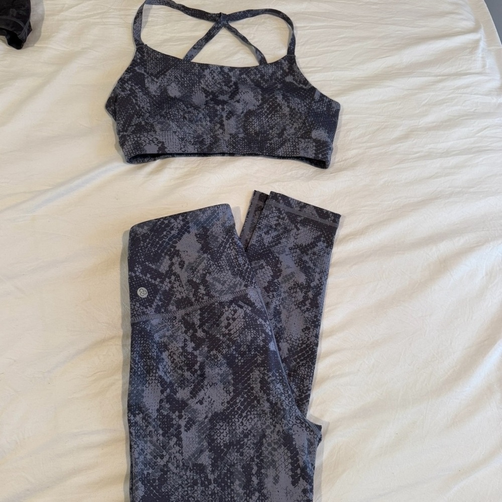 Zella Gray Snake Print Activewear Set